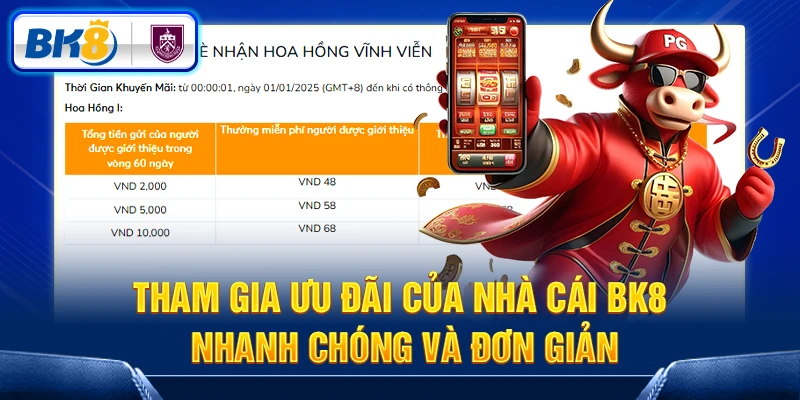 Tham gia ưu đãi của nhà cái BK8 nhanh chóng và đơn giản